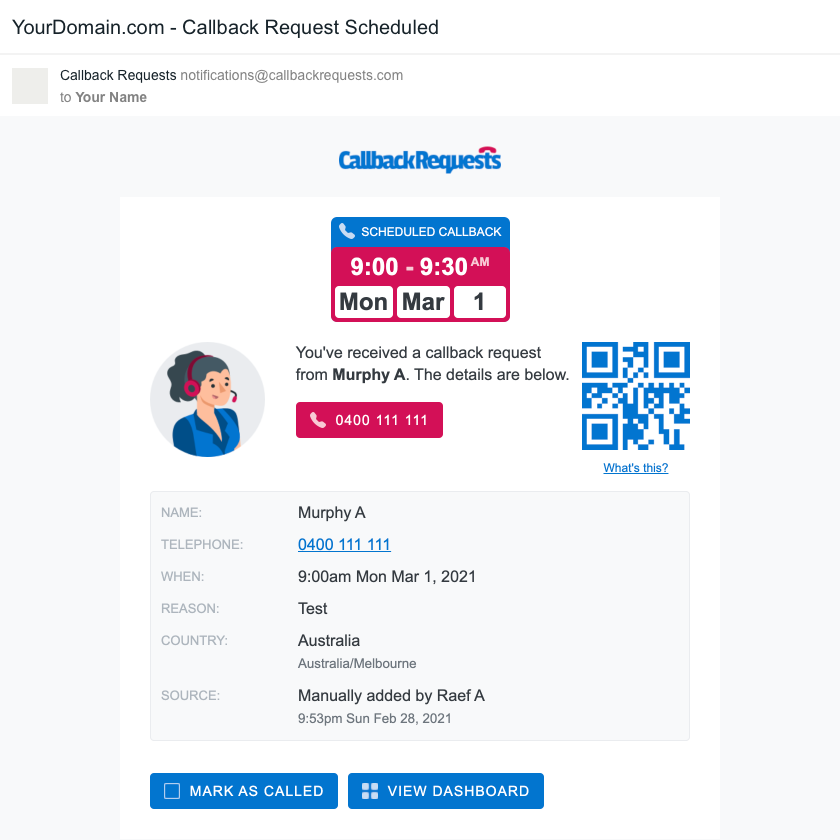 Email Notification Screenshot