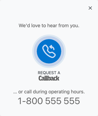 Screenshot if phone number but is outside of operating hours.