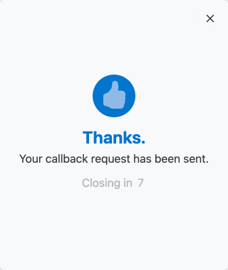 Screenshot upon successfully requested a callback.